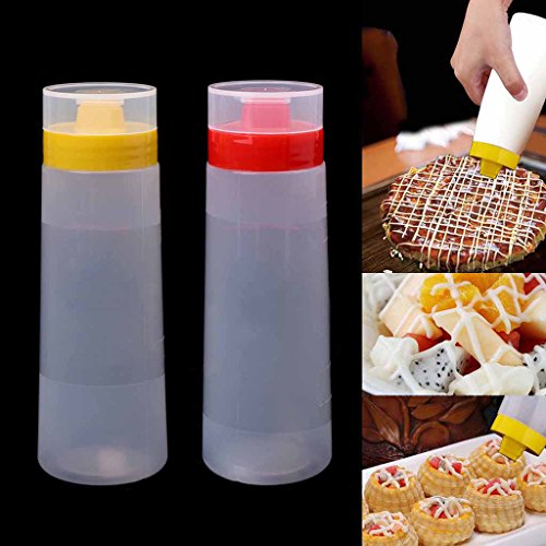 SimpleLife 4-Hole Plastic Salad Dressing Squeeze Bottle Condiment Dispenser Ketchup Mustard - Thumbnail 4