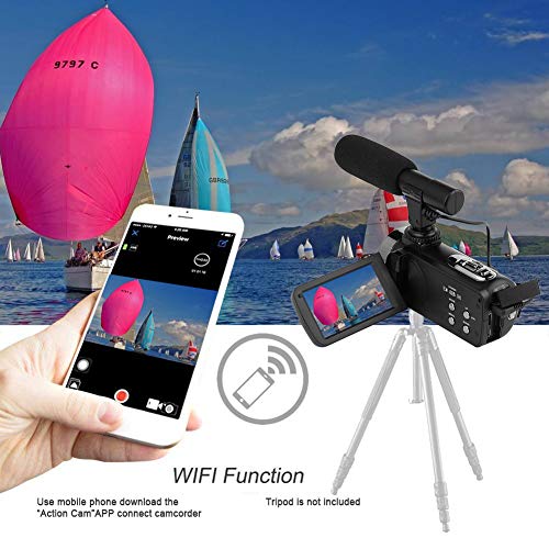 Videocmara-4K-Cmara-de-Video-WiFi-Videocamara-con-micrfono-Full-HD-1080P-30FPS-Cmara-Vlog-de-Pantalla-Tctil-de-3HD-para-Youtube-con-Visin-Nocturna-por-Infrarrojos-y-Control-Remoto