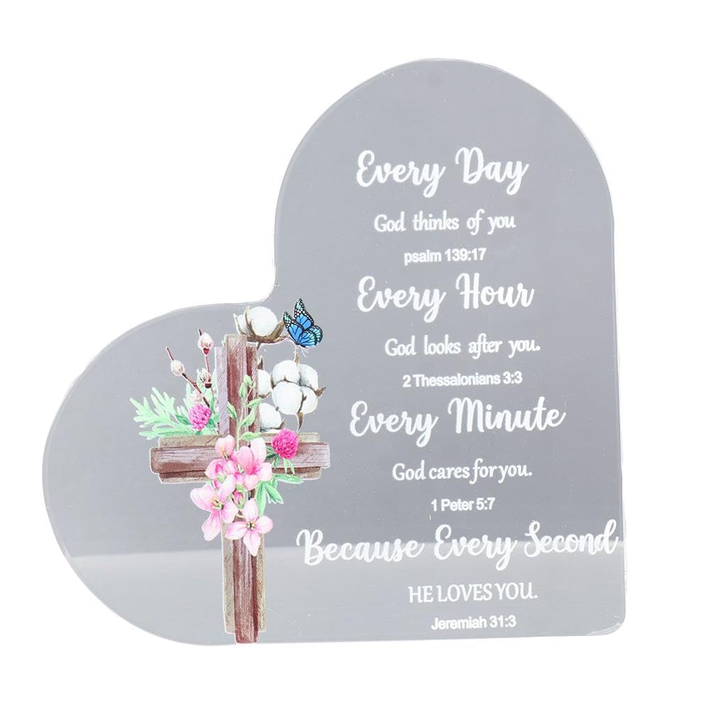Risedot Acrylic Christian Gifts, Transparent Heart Shape Paperweight Home Decor, Encouragement Spiritual Gifts