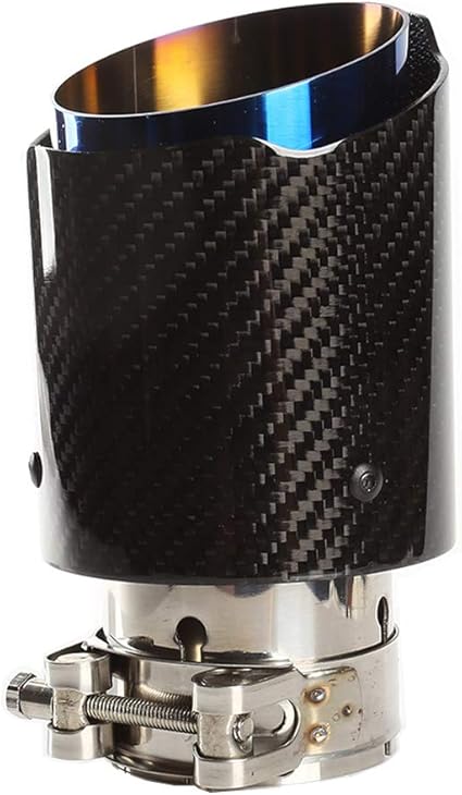 EPLUS Car Glossy Carbon Fiber Muffler Tip Exhaust System Pipe