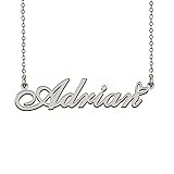 HUAN XUN Dainty Friendship Name Necklace Silver for