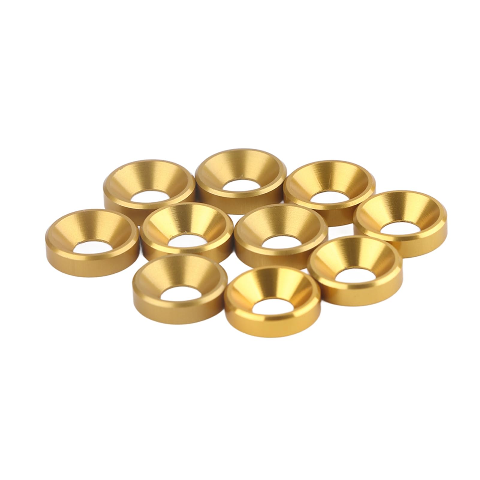 ViaGasaFamido 10Pcs Countersunk Head Washers Aluminum Alloy Anodize Flat Head Washer Gasket M3 M4 M5 (Yellow)