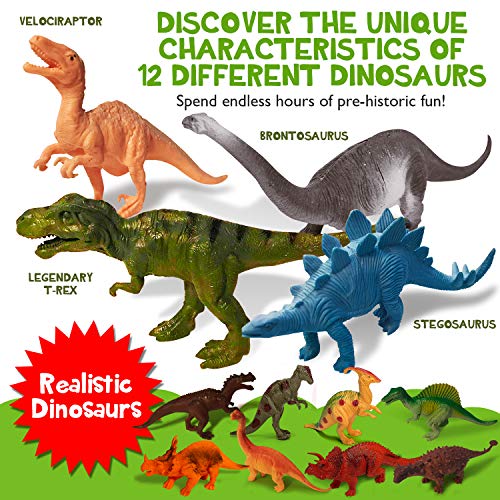 image for Clever Toys Exciting Dinosaur Toys for Boys & Girls 12-Pack - 7 Inch L