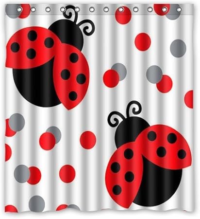 Coutume Rouge Gris Pois Coccinelle Blanc Rideau De Douche