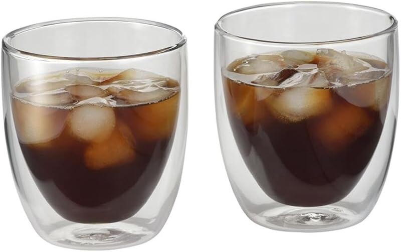 Wmf kult - conjunto de 2 copos de vidro borossilicato, parede dupla transparente resistente ao calor, 250 ml