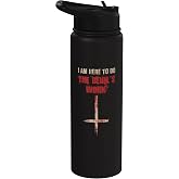 Funny Satan and Devil Shirt I Am Here To Do The Devil's Work Stainless Steel Insulated Water Bottle