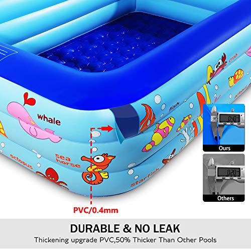 Inflatable Swimming Pools with Pump, Kiddie Pool, Blow up Swimming Pool, Lounge Pool for Family