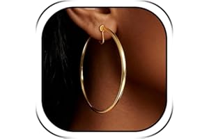 Big Hoop Earrings for Women Clip On Chunky Gold Hoop Earrings Thin Hoops Boho Jewelry Gifts Trendy