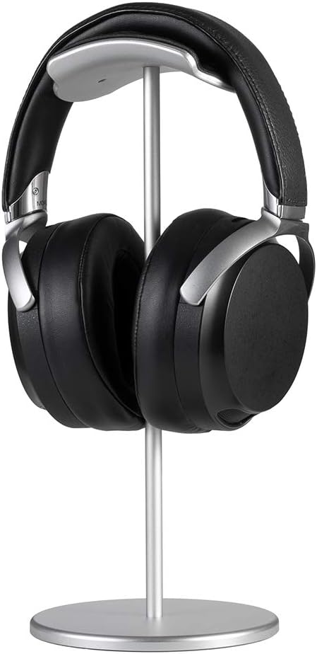 HiveNets Headphone Stand Aviation Aluminum Sturdy Portable Universal Gaming Headset Holder with PU Leather Cushion (Silver)