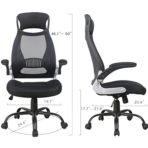 BERLMAN Ergonomic High Back Mesh Office Chair with Adjustable Armrest Desk Chair Computer Chair (Black Plus)