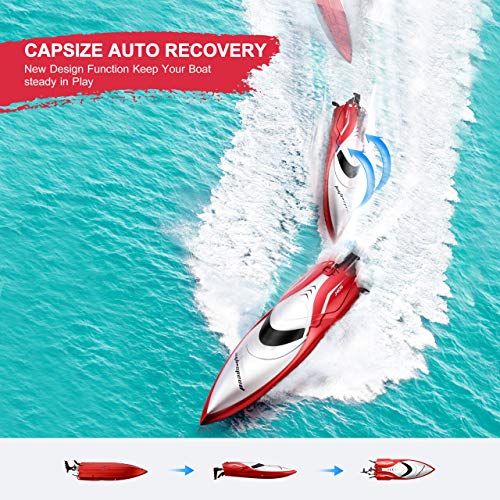 Powerextra Remote Control Boat, High Speed H106 Rc Boat for Pools and Lakes, 20+ KMH 2.4 GHz Fast Racing Boats, LCD Low Battery Alarm, Birthday Gifts for Boys Girls