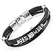Stylish Black Genuine Leather Bracelet Cuff Stainless Steel, Unisex