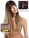 TopWigy Women Brunette Wig Long Straight Synthetic Blonde Wigs with Bangs Ombre Brown to Blonde Natural Look Realistic Dark Roots Wig 24 Inches for Halloween Party Daily Use