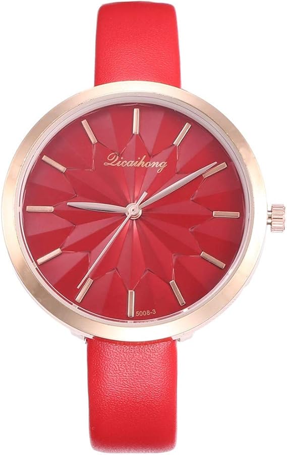 Amazon Tangqi 腕時計 レディース ウォッチ 5色 シンプル 花柄 日常 レザー カジュアル クォーツ オシャレ 安い 贈り物 プレゼント おもしろ 彼女 母の日 お母さん お義母さん 日常 エレガント オシャレ 就活 お祝い 成人 卒業 誕生日 レッド