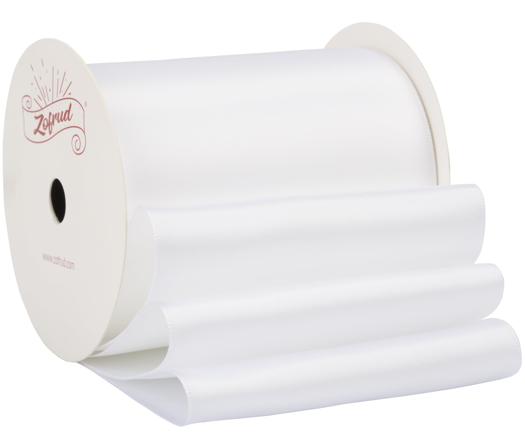 Zofrud White Satin Ribbon 89mm x 9 Meters - Large Ribbon Ideal for Bows, Gift Wrapping, Flower Bouquet, and Crafts