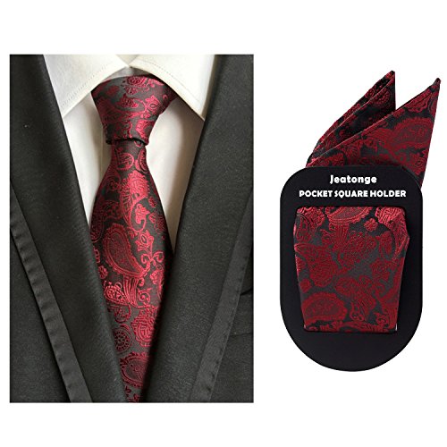 Lot 6 Pcs Mens Ties and 6 Free Matching Pocket Squares, Men's Classic Tie Necktie Woven Jacquard Neck Ties Gift box packing (6+6 style 10)