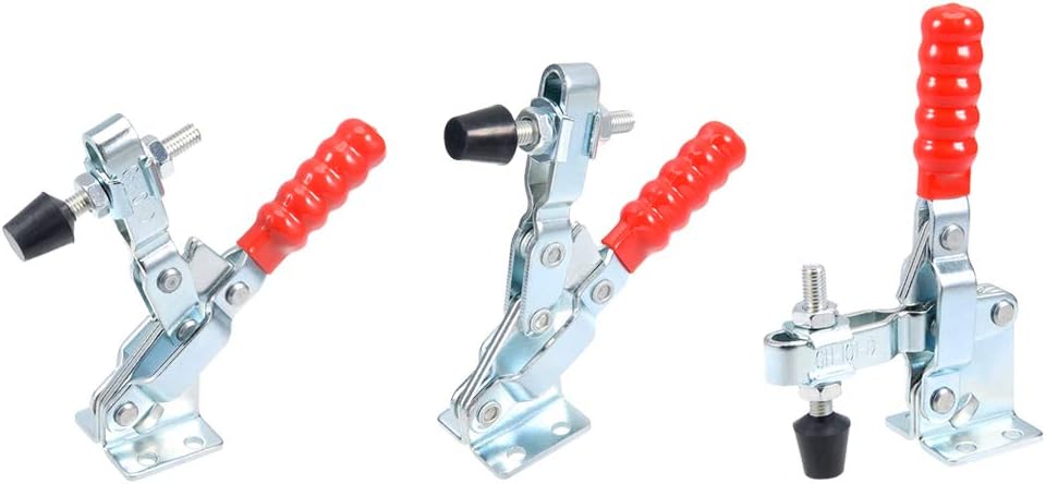 sourcing map Toggle Clamp GH-101-D Vertical Quick-Release Hand Tool 180Kg/396Lbs 2pcs, Red - Image 5