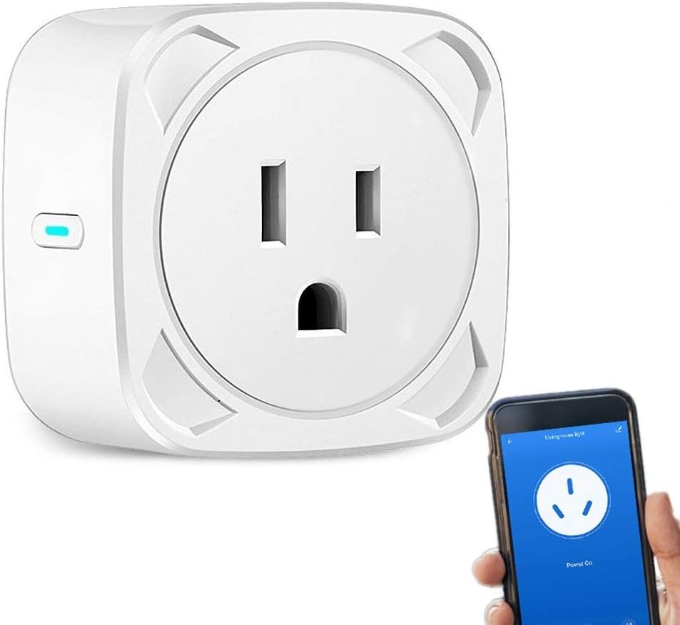 WiFi Smart Plug Socket Mini Wireless Outlet Compatible with Echo Alexa Google Home, Aigital Wi-Fi Plug with Remote Control and Timer Function, No Hub Required (10A Max Supported)