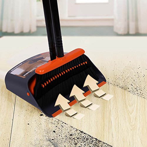TreeLen Dust Pan and Broom/Dustpan Cleans Broom Combo with 40.5" Long