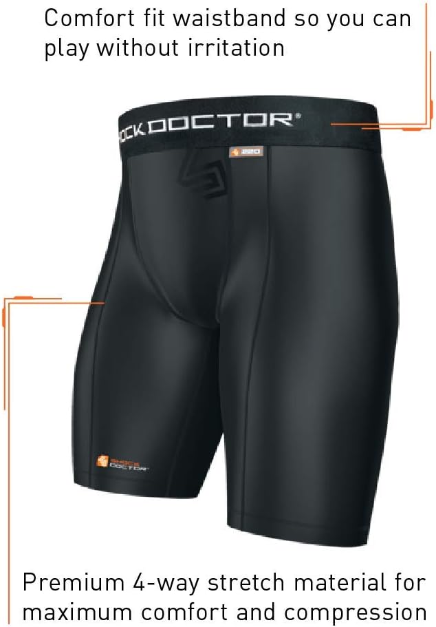 Shock Doctor Compression Shorts with Cup Pocket, Athletic Supporter Underwear with Pocket (Cup NOT included) Youth & Adult: Sports & Outdoors