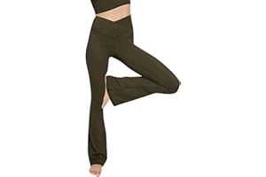 JURANMO Yoga Pants Women V Crossover High Waisted Flare Leggings Bell Bottom Yoga Pants Butt Lifting Bootcut Leggings