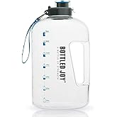 1 Gallon Water Jug with Flip-top Lid and Handle Strap, Leak-proof BPA Free Reusable Time Marker Reminder Large Capacity Wide Mouth Gallon Water Bottle for Outdoor Sports Fitness Gym Hiking Clear
