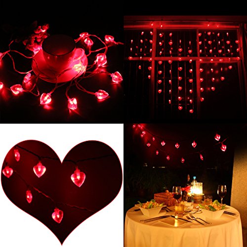 LEORX Heart Shaped String Lights 10 Ft. 2 Modes for Mother's Day, Birthdays, Anniversaries, Weddings, and Special Occasions