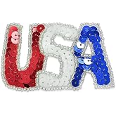 Expo International USA Sequin Applique/Patch with Pin, Red White and Blue