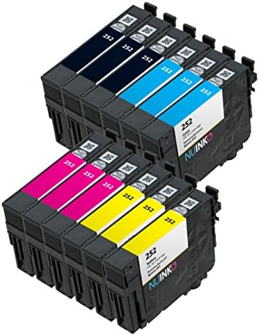 NUINKO 12 Pack Remanufactured Epson 252 Ink Cartridge for Epson WorkForce WF-3640 WF-3620 WF-7620 Printers (3 Black 3 Cyan 3 Magenta 3 Yellow)