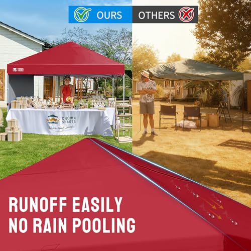 CROWN SHADES 8x8 Pop Up Canopy Tent with 1 Side Wall, Easy One-Button Setup, Portable Red Beach Shelter image 33