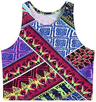 EFZQ Girls Womens Emoji Elastic Printed Backless Camis Crop Top Red