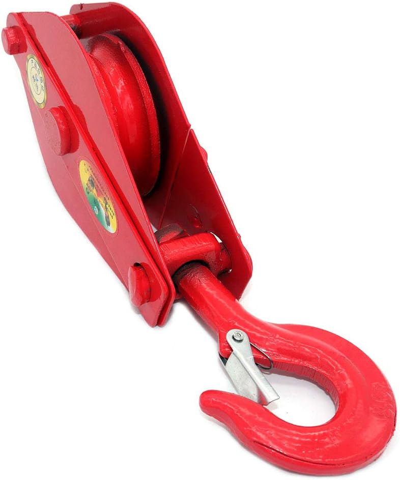 NUZAMAS Wire Rope Pulley Block 0.2Ton (200KG, 440lbs), Heavy Duty Roller Loading Snatch Block with Swivel Hook and Latch, Rope Line Pulling: Home Improvement