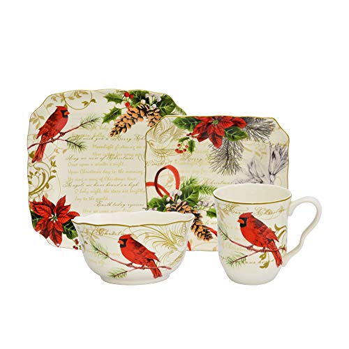 Holiday Wishes Red 16 Piece Dinnerware Set