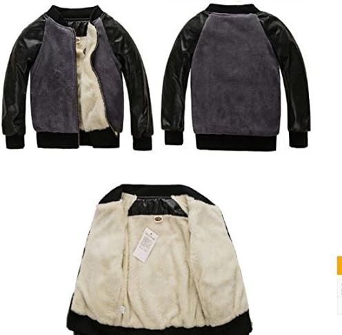 Baby Toddler Grey Black Biker Jacket with Fleece and Faux Leather