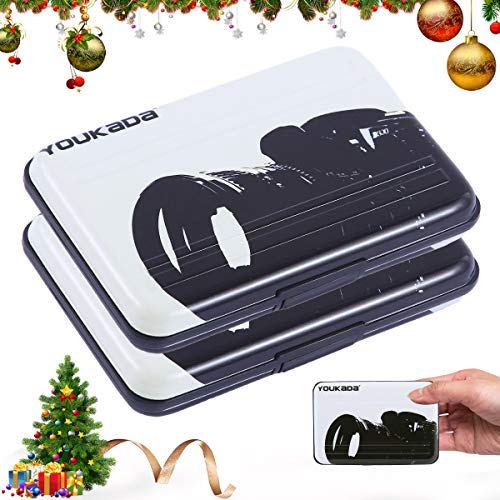 YOUKaDa Metal Memory Card Case Holder Water-Resistant Pocket-Sized SD Holder for 8 SD Cards & 8 Micro SD Cards (2 Pack-Camera)