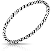 AeraVida Stylish Twist Oxidized and Polished Sterling Silver Band Ring | Ring for Women | Adorable Gift for Daughter | Anniversary Jewelry Gift Ring Size 7-9