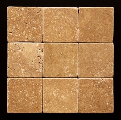 Noce 4 X 4 Travertine Tumbled Tile