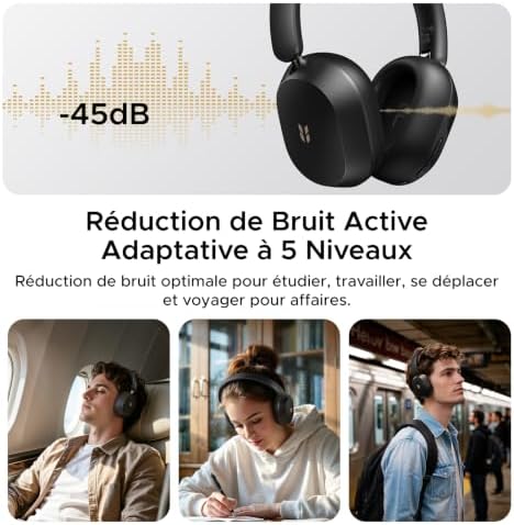 HiTune Max 5s Casque Bluetooth sans Fil ANC Adaptative 45dB Hi Res