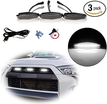 Amazon Com Gtinthebox 3 Pcs Grille Led White Light For 14 21 Toyota 4runner Trd Pro Grille Sr5 Trd Off Road Limited Tro Pro Smoked Lens Automotive