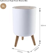 U2PICK Mini Trash Bin with Lid 9 Liter Slim White Round Waste Can view 2