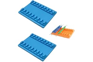 AmeriCan Goods 2 Pcs Dental Small Silicone Instrument Mat Reversible 8 or 12 Holder for Instruments Autoclavable (Blue)