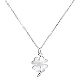 Teppdfann Four Leaf Clover Necklace for Women – Dainty Silver Clover Necklace with Leaf Pendant, Simple Four Leaf Clover Jewelry for Lucky Gift