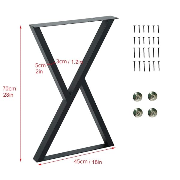 HEONITURE DESK LEGS 28″ TRIANGLE SHAPE TABLE LEGS IRON BENCH LEGS DINING TABLE LEGS INDUSTRIAL DINING TABLE, RUSTIC DECOR TABLE LEGS(28” HEIGHT 18” WIDE, SET OF 2)(B)
