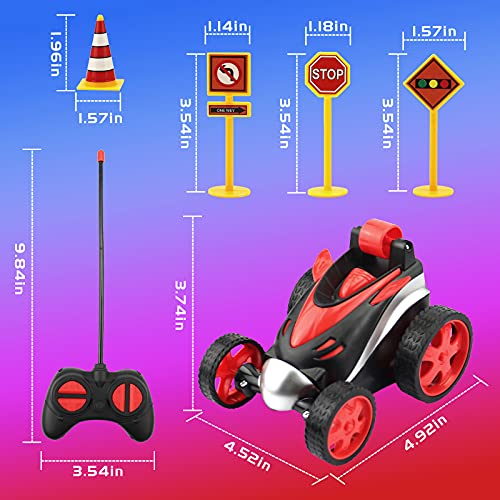 Remote Control Car for Kids, 360 Degree Rolling Dancing Performance Rotation Racing Car ,Rc Vehicle Four Wheel Stunt Car Toy for Boys and Girls (Red)
