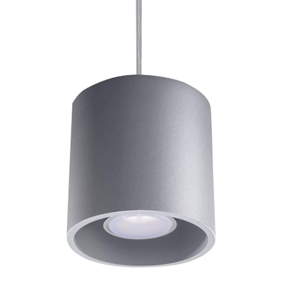 SOLLUX lighting Orbis Pendant Luminaire | Modern Design with Cylindrical Shade | Made of Aluminium, with Replaceable GU10 Bulb | Grey, 10 x 10 x 10 x 110 cm