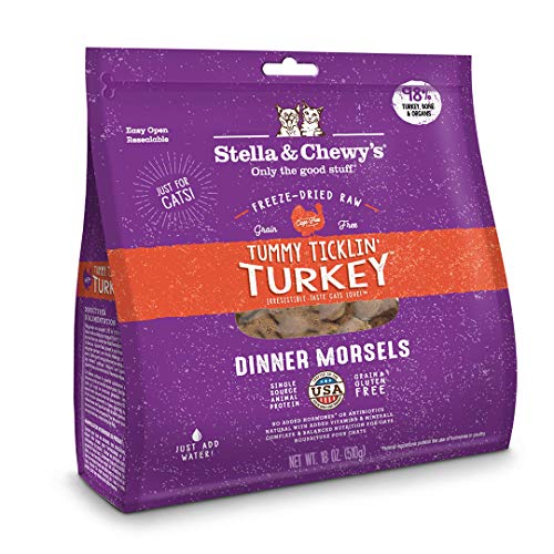 Stella & Chewy's Freeze-Dried Raw Tummy Ticklin' Turkey Dinner Morsels Cat Food, 18 oz. Bag