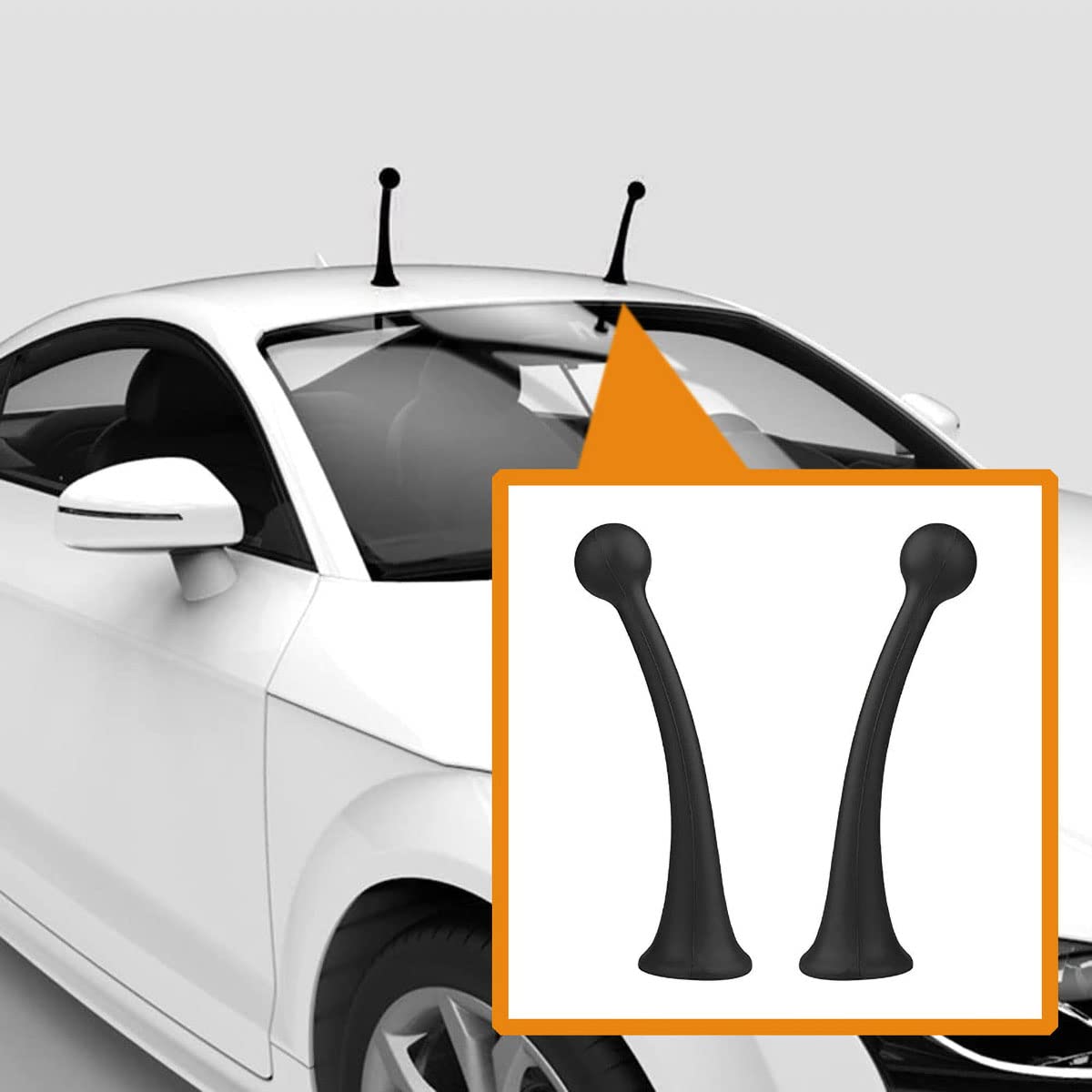 Photo 1 of Funny Bean Sprouts/Snail Tentacle/Devil Horn car Stickers,Car Roof Decoration 3D Car Sticker Creative Anti-Collision Protector Universal fit (2 PCS Tentacles-Black)