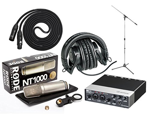 Ultimate Project Studio Kit: Rode NT1000 Mic with UR22 USB 2.0 Audio and MDI Interface , ATH-M30 Studio Headphones , On Stage Boom Mic Stand, LYX LCS Premium XLR 25' Mic Cable