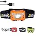 three trees Sensor Brightest LED -With Red Light Rechargeable Headlamp Flashlight for Kids Men and Women,Waterproof Perfect for Running, Walking,Reading,Camping Adjustable in 200 Lumens (orange)