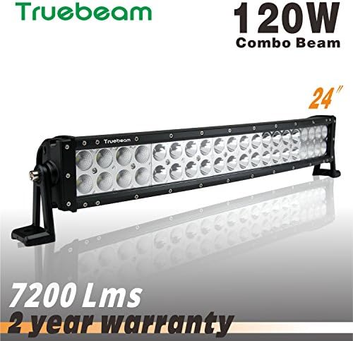 Truebeam 120W Curved Led Light Bar 24inch Combo Spot Flood Light Bar CREE Led Work Light Bars Off Road Driving Lamp Trucks Pickup SUV Jeep UTE Tractor 12/24V IP68-3Years Warranty